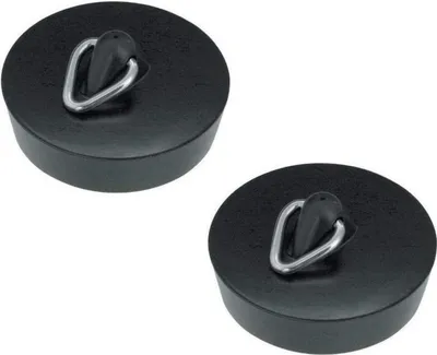 Produktbild von 2er Set Abflussstopfen 43,5 mm für Waschbecken - Zuverlässiger Wasserstopp mit Metallöse