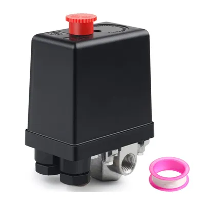 Image de Pressostat pour compresseur, 240 V, 20 A, G1/4 pouce, 0,6-0,8 MPa, 90-120 PSI, noir, régulation de pression, soupape de compresseur d'air