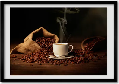 Produktbild von Bild - Bilder - Bilderrahmen - 70 cm x 50 cm - MDF-Rahmen, Wandkunst Kaffee in einer Tasse