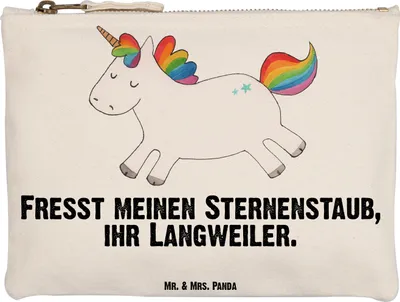 Produktbild von Mr. & Mrs. Panda Federmappe Einhorn Happy Grösse XL Große - Weiß - Geschenk, Unicorn, kosmetiktäschchen, Einhörner, Kulturtasche, Federtasche, Lebensfreude, Freude, Pouch
