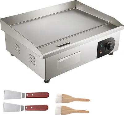 Obrázek produktu pro SucceBuy 21" elektrický gril pro komerční použití, 3000W, nerezová ocel, nepřilnavá litinová deska, regulace teploty 122-572℉, 2 lopatky a kartáče, 220V