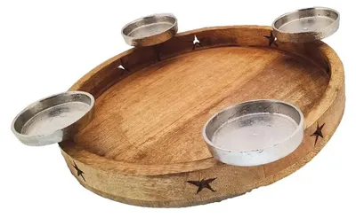 Produktbild von Adventskranz Mangoholztablett Ø 50 cm
