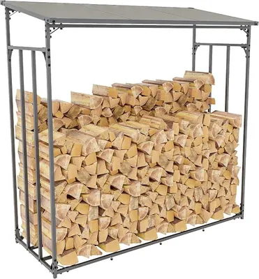 Produktbild von Kaminholzregal aussen mit Abdeckung HEOD - für Feuerholz | Brennholzregal aussen Kaminholzunterstand Kaminholzständer draussen Feuerholzregal aussen, 70x165x165, Aluminium, Ohne Plane