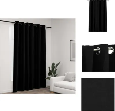 Produktbild von vidaXL Verdunkelungsvorhang mit Ösen Leinenoptik Schwarz 290x245 cm -  Vorhänge & Gardinen