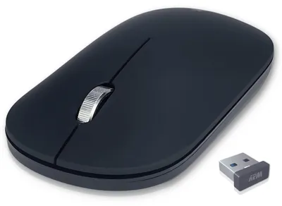 Produktbild von APM Kabellose Slim Maus, 2,4 GHz, Leise, USB-Empfänger, Beidhänding, Flach, 1200