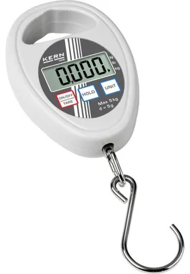 Hängewaage 10 kg, 10 g, Hold-Funktion, Edelstahl, silber