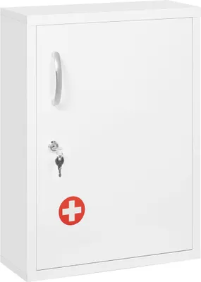 Produktbild von Medizinschrank Fächer abschließbar Rezeptfach stabiles Stahlgehäuse weiß weiß