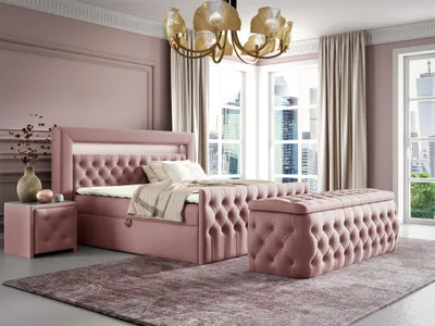 Produktbild von Boxspringbett Schlafzimmerbett ERNESTO Nr.4 140x200cm in Elisa Velvet Altrosa