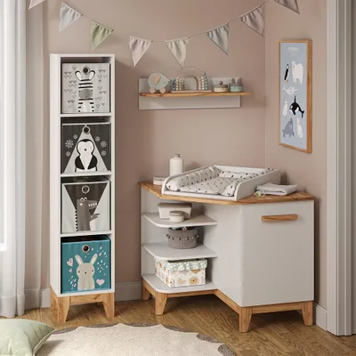 Image de Table à langer Vitalispa Malia Blanc/Artisan 85x85.2cm avec porte, Model 58361