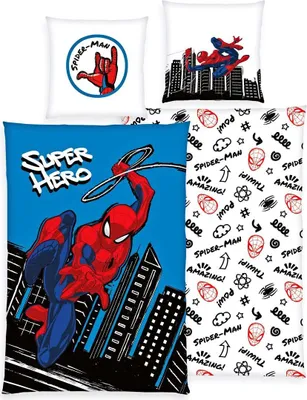 Produktbild von Herding Renforcé Wende Bettwäsche 2 tlg. 135x200cm Spider Man Marvel Disney Super Hero Knopfleiste