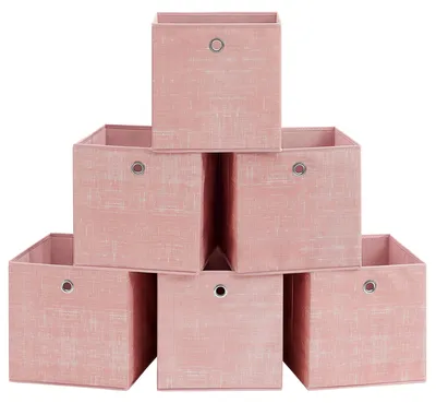 Produktbild von Set von 6 Aufbewahrungsboxen aus Stoff mit Griff, 30 x 30 x 30 cm, zur Aufbewahrung und Organisation