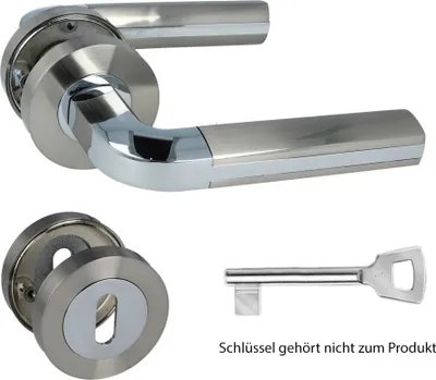 Produktbild von Türdrücker Rosettengarnitur BiColor Modell Data Türbeschlag Türklinke Zamak Buntbart