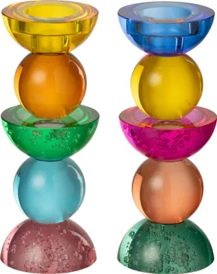 Produktbild von J-Line Kerzenständer Glas Mehrfarbig Small Sortiert 2