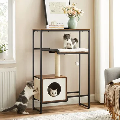 Produktbild von FEANDREA Kratzbaum, Katzenbaum,2-in-1-Möbel,große obere Ablagefläche,Kissen