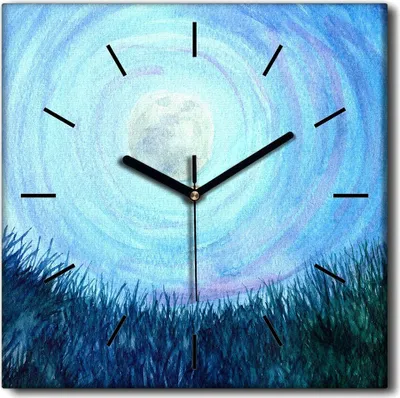Produktbild von Coloray Uhr auf Leinwand 30x30 cm Wand Uhr Dekoration Wohnzimmer Segeltuch schwarze Hände -Vollmondwiese.
