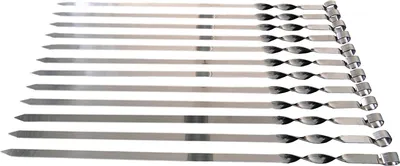 Produktbild von Edelstahl Schaschlikspiesse 50cm / 2mm Stärke / 1,5cm Breite / EXTRA STARK / Schampura Grillspiesse Fleischspiesse auch für Mangal (12 Stück)
