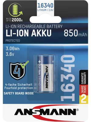 Immagine prodotto di Ansmann 16340 Batteria agli ioni di litio 850mAh 3,6V versione standard 1300-0017