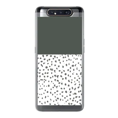 Produktbild von MuchoWow® Handyhülle Schutzhülle Hülle für Samsung Galaxy A80 Polka dots - Grau - Weiß Silikon Softcase Handy Hülle - Schutzdeckel