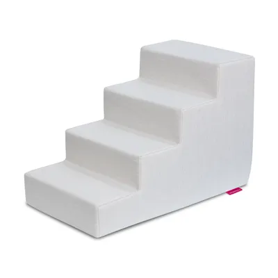 Zdjęcie produktu dla Schodki dla małego pieska lub kotka 4 stopniowe -  beżowe 40cm, Schodki dla małych zwierząt pomocne w wchodzeniu. Tkanina Korfu. Wymiary 60x35x40cm