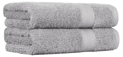 Produktbild von Amazon Basics Handtücher Set, 100% Baumwolle Ausbleichbeständig Saugstark, 50x100 cm, Grau, 2er-Pack
