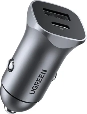 Immagine prodotto di Caricabatteria rapido per auto UGREEN USB-C PD + USB-A QC 24 W grigio