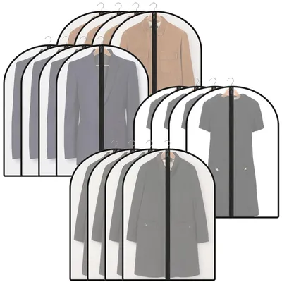 Imagen del producto de TRANKIELO® - 16 fundas para ropa con cremallera - 60 x 100 cm - A prueba de polvo, impermeables y transpirables - Perfectas para almacenamiento y viajes