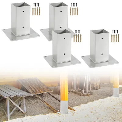 Produktbild von Jayseuw 4x Aufschraubhülse 80x80mm, Bodenhülse für Vierkantholzpfosten, Pfostenträger