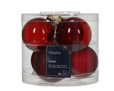 Produktbild von Weihnachtskugeln Glas 6cm x 6 Stück - Ochsenblut transparent