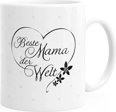 Produktbild von Geschenk-Tasse Herz Beste Mama der Welt Geschenk zum Muttertag Tasse einfarbig MoonWorks® weiß unisize