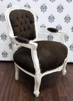 Produktbild von Barock Salon Stuhl Braun / Creme Lederoptik