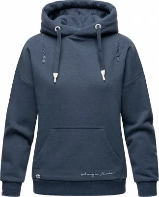 Produktbild von Navahoo Damen Sweatshirt Kapuzen Pullover Hoodie Pulli Sweater Zuckerbärchen Dusty Blau Gr: 34 - XS