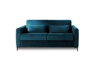 Image de Lisa Design Owen - canapé 3 places convertible express couchage quotidien 140 cm matelas 12 cm en velours , Bleu canard