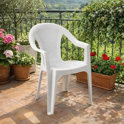 Stapelstuhl Ischia Rattan-Optik Weiß