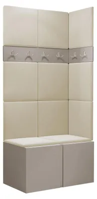 Produktbild von MIRJAN24 Garderoben-Set Orion I, Garderobe mit Sitzbank mit 11 x Wandpanel 42x42 (Farbe: Cashmere, Polo 872)