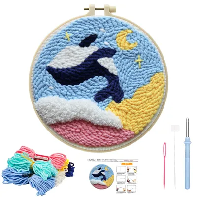 Stanznadel-Set Walvis-Motiv, Stickerei für Anfänger, Kinder & Erwachsene