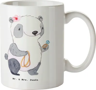 Produktbild von Mr. & Mrs. Panda Kaffeebecher Goldschmiedin Herz - Weiß - Geschenk, Schmuckgeschäft, Becher, Shopping, Teetasse, Eröffnung, Juwelierin, Kaffeetasse, Tasse, keramik