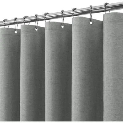 Immagine prodotto di Tenda da doccia in lino con anelli metallici, 152 x 214 cm, grigia, impermeabile, antimuffa, set di tessuto