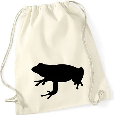 Produktbild von Huuraa Turnbeutel Frosch Kröte Silhouette 12 Liter Natural Baumwolle Rucksack Geschenkidee