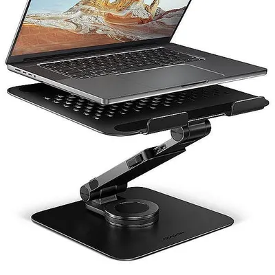 Zdjęcie produktu dla Axagon STND-LRB Laptop-Ständer, 360° drehbar, Doppelgelenk, verlängerbar, Podstawka pod notebooka i tablet, Czarny, Aluminium, 25,4 cm (10"), 43,9 cm (17.3"), 5 kg