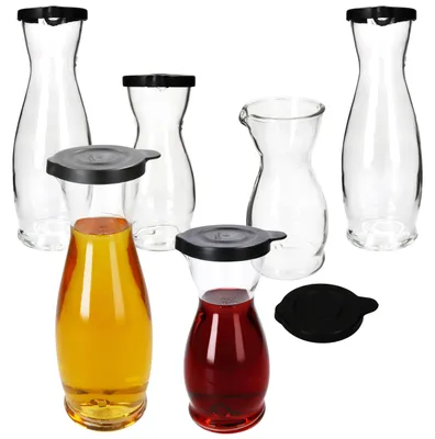 Produktbild von 6x MIA MISURA Wein-Karaffe mit Deckel schwarz 0,5L & 1L geeicht Glas-Krug Saft