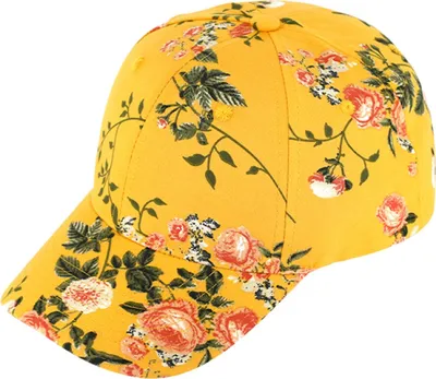 Fiebig Sommerliche Baseball-Cap mit Blumenmuster in gelb