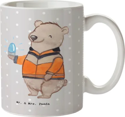 Produktbild von Mr. & Mrs. Panda Kaffeetasse Rettungssanitäter Herz - Grau Pastell - Geschenk, Tasse mit Spruch, Keramiktasse, Trinkbecher, Pott