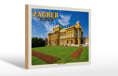 Produktbild von Holzschild Reise 30x20cm Zagreb Kroatien Nationaltheater