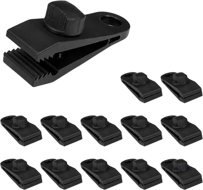 Produktbild von 12 Stück Planenclips für vielseitige Befestigungen, Robuste Zeltspanner in Schwarz