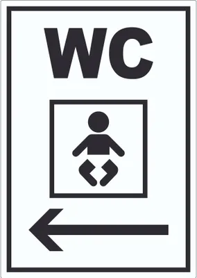 Produktbild von WC Wickelraum mit Pfeil nach links Aufkleber A9 (37x52mm)