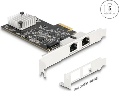 Produktbild von Delock PCI Express x2 Karte zu 2 x RJ45 5 Gigabit LAN RTL8126