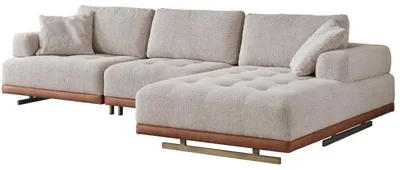 Image de Canapé d'angle, style moderne, revêtement en tissu beige, canapé confortable, style élégant
