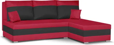 Produktbild von Ecksofa mit Schlaffunktion GUSTAV - Rot/Schwarz