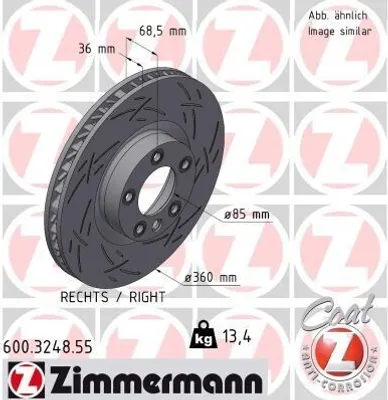 Produktbild von ZIMMERMANN Bremsscheibe Vorne Rechts für VW Touareg (7P5, 7P6) 360mm 600.3248.55