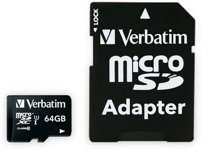 Zdjęcie produktu dla Verbatim Karta Microsdxc 64Gb V10 + Adapter Czarny/Black 44084